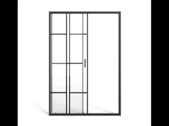 Porta de duche deslizante em metal preto - Anti-calcário - 120 x 195 cm - SONIKRA