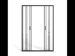 Porta de duche deslizante dupla em metal preto - Anti-calcário - 140 x 195 cm - BAVIODA