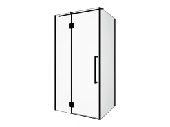 Porta de duche giratória com painel fixo preto mate, 80 x 100 x 190 cm, PRINCETON