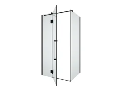 Porta de duche giratória com painel fixo preto mate, 80 x 100 x 190 cm, PRINCETON