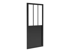 Porta de duche giratória preto mate estilo atelier, painel de duche, 80 x 195 cm, URBANIK