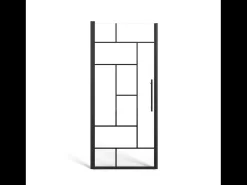 Porta de duche pivotante em metal preto mate - Vidro anti-calcário - 80 x 195 cm - FIORENI