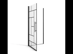 Porta de duche pivotante em metal preto mate - Vidro anti-calcário - 80 x 195 cm - FIORENI