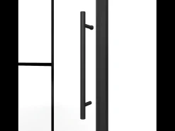 Porta de duche pivotante em metal preto mate - Vidro anti-calcário - 80 x 195 cm - FIORENI