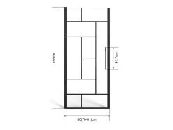 Porta de duche pivotante em metal preto mate - Vidro anti-calcário - 80 x 195 cm - FIORENI