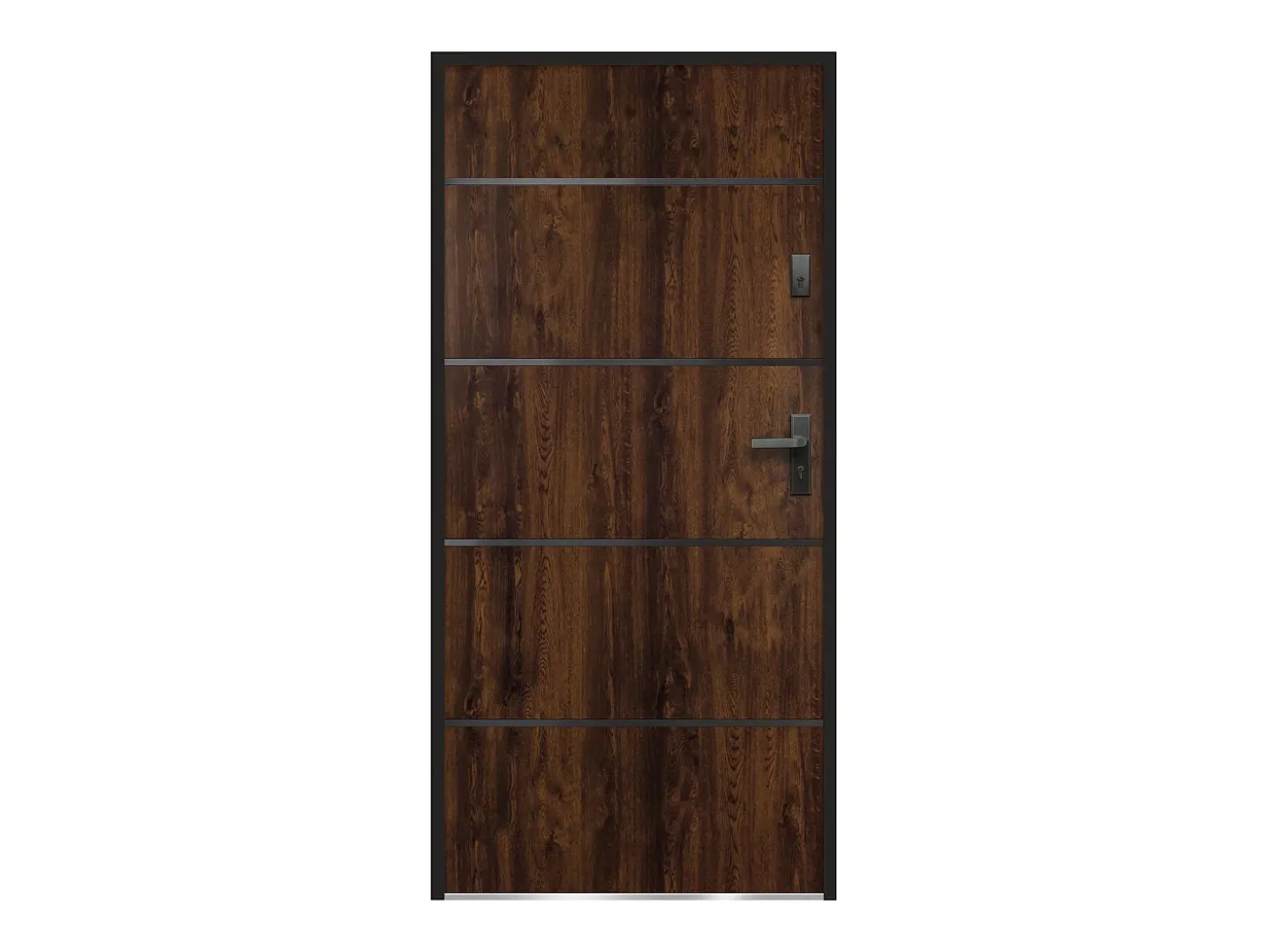 Porta de entraad aço pleno e inox A207xC100 cm natural escuro abertura esquerda NAXARA