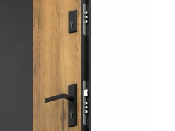Porta de entrada aço A207xC100 cm preto e madeira, abertura esquerda - MABENA