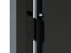 Porta de entrada aço A207xC100 cm preto e madeira, abertura esquerda - MABENA