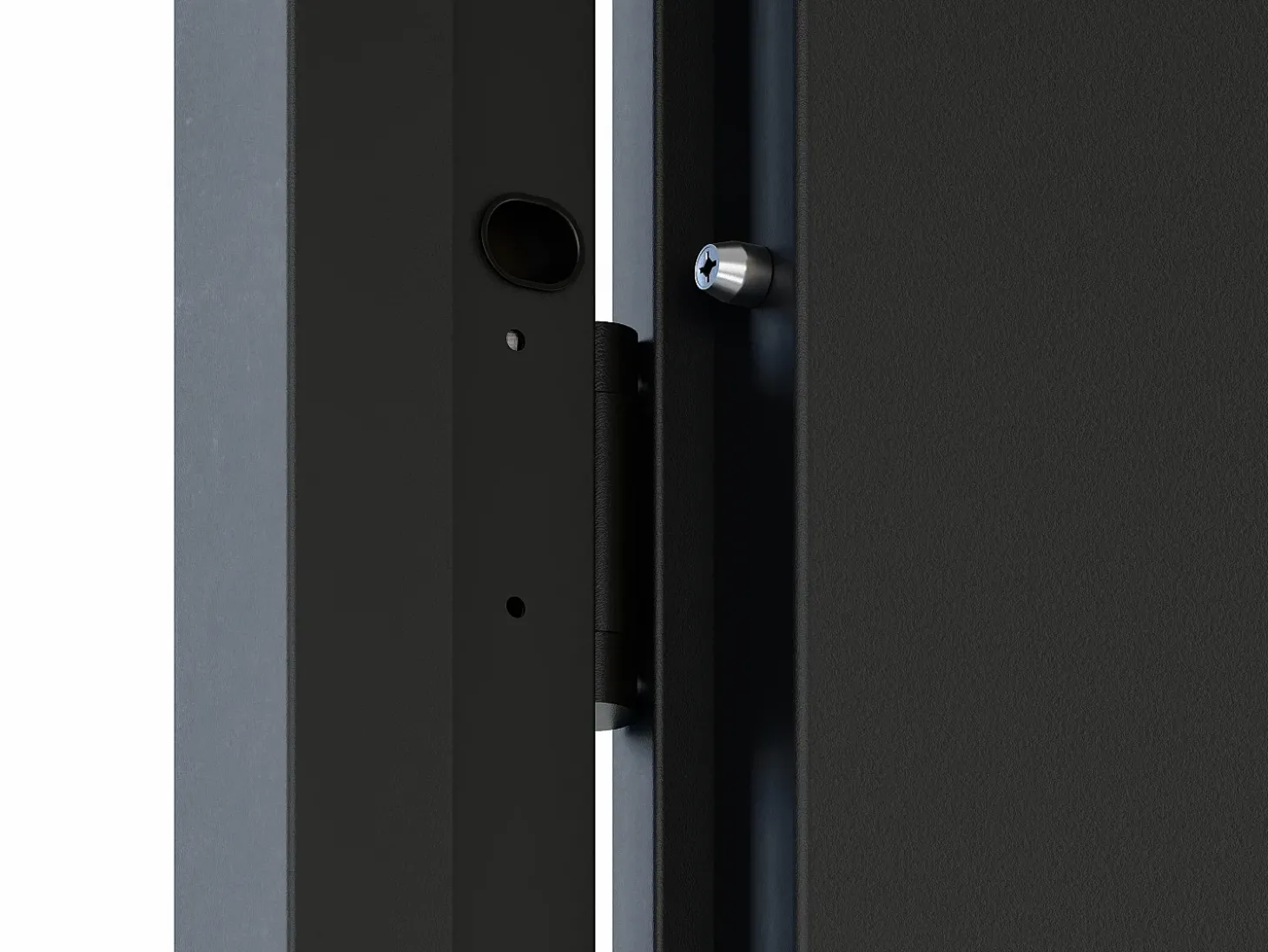 Porta de entrada aço A207xC100 cm preto e madeira, abertura esquerda - MABENA