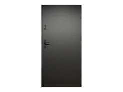 Porta de entrada aço A207xC100 cm preto e madeira, abertura esquerda - MABENA