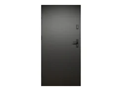 Porta de entrada aço A207xC100 cm preto e madeira, abertura direita - MABENA