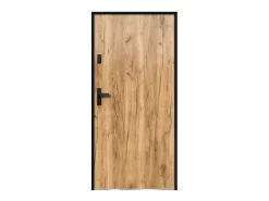 Porta de entrada aço maciço A207 x L100 cm efeito madeira abertura direita AGUEDA