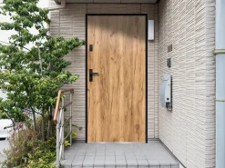 Porta de entrada aço maciço A207 x L100 cm efeito madeira abertura direita AGUEDA