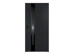 Porta de entrada aço pleno inxo A207 x C100 cm antracite fumado abertura direita BRAGA