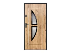 Porta de entrada COVAS em aço e aço inoxidável envidraçado, A207 x L100 cm, efeito carvalho, abertura à direita