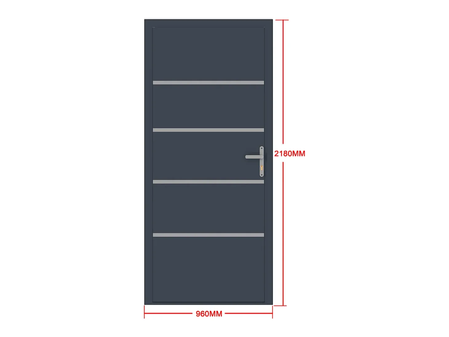 Porta de entrada em alumínio A218 x C96 cm antracite, abertura para a direita - ISALINA