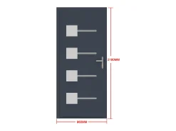 Porta de entrada em alumínio A218 x C96 cm antracite, abertura para a direita - AMARES