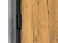 Porta de entrada em aço A207xC100 cm madeira e preto, abertura direita - COBRITA