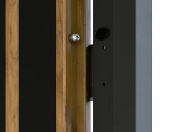 Porta de entrada em aço A207xC100 cm madeira e preto, abertura direita - COBRITA