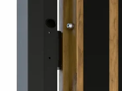 Porta de entrada em aço A207xC100 cm madeira e preto, abertura esquerda - COBRITA