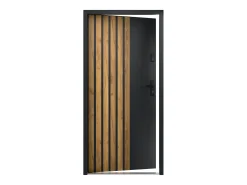 Porta de entrada em aço A207xC100 cm preto e madeira, abertura esquerda - COBRITA