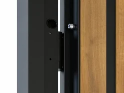 Porta de entrada em aço A207xC100 cm preto e madeira, abertura esquerda - COBRITA
