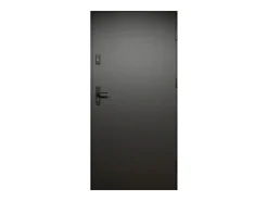 Porta de entrada em aço A207xC100 cm preto e madeira, abertura esquerda - COBRITA