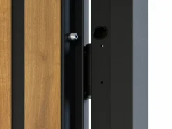 Porta de entrada em aço A207xC100 cm preto e madeira, abertura direita - COBRITA