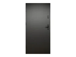 Porta de entrada em aço A207xC100 cm preto e madeira, abertura direita - COBRITA