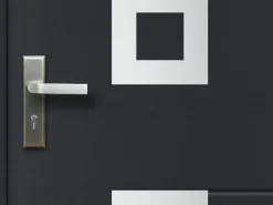 Porta de entrada em aço com detalhes em aço inoxidável, A207 x L100 cm, antracite, abertura à direita, TIFANA
