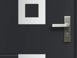 Porta de entrada em aço com detalhes em aço inoxidável, 207 x 100 cm, antracite, abertura à esquerda, TIFANA