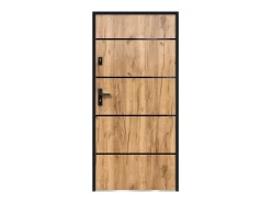 Porta de entrada em aço e inox A207 x L100 efeito carvalho abertura para a direita NAXARA