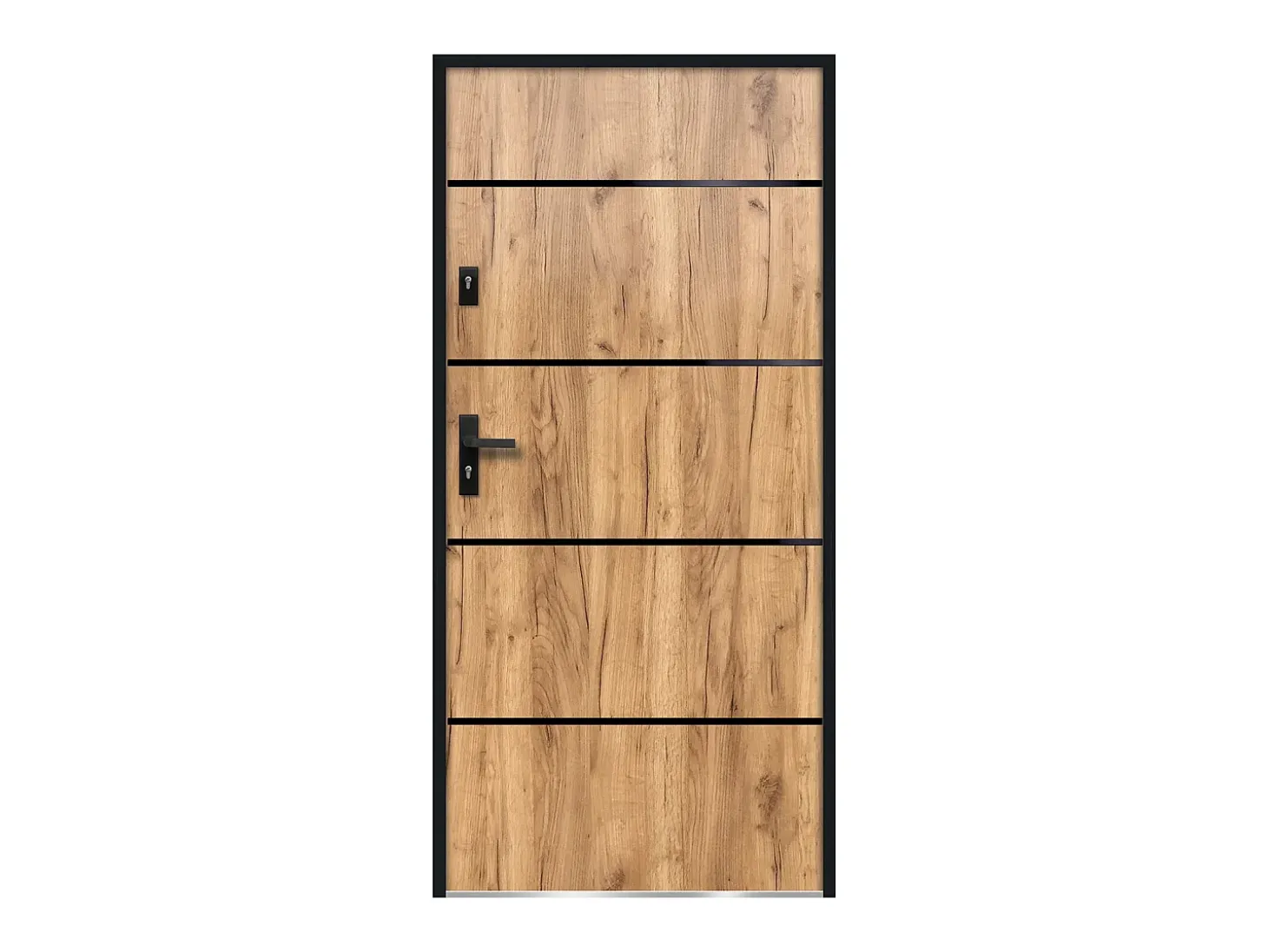 Porta de entrada em aço e inox A207 x L100 efeito carvalho abertura para a direita NAXARA