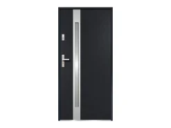 Porta de entrada em aço envidraçado com inox A.207 x L.100 cm antracite abertura direita BRAGA