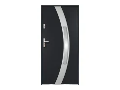 Porta de entrada em aço envidraçado com inox A.207 x L.100 cm antracite abertura direita TROFA