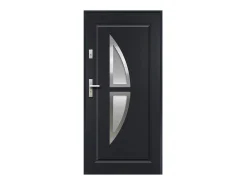 Porta de entrada em aço envidraçado com inox A.207 x L.100 cm antracite abertura para a direita COVAS
