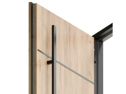 Porta de entrada em aço maciça e inox H207 x L100 cm com efeito carvalho abertura à direita - LUSADA