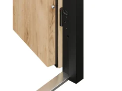 Porta de entrada em aço maciça e inox H207 x L100 cm com efeito carvalho abertura à direita - LUSADA