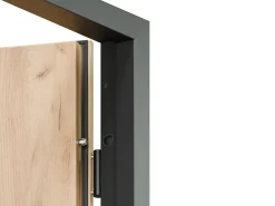Porta de entrada em aço maciça e inox H207 x L100 cm com efeito carvalho abertura à direita - LUSADA