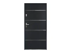 Porta de entrada em aço maciço e inox A.207 x L.100 cm antracite abertura para a direita NAXARA