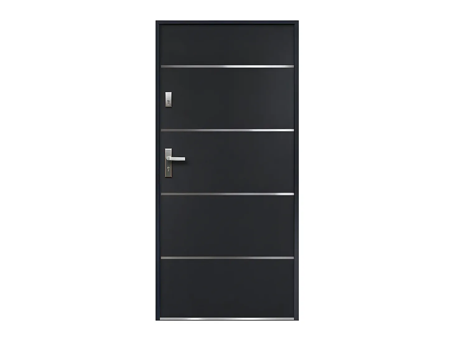 Porta de entrada em aço maciço e inox A.207 x L.100 cm antracite abertura para a direita NAXARA