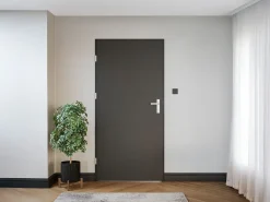 Porta de entrada em aço maciço e inox H207 x L100 cm antracite abertura à direita - LUSADA