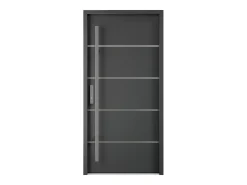 Porta de entrada em aço maciço e inox H207 x L100 cm antracite abertura à direita - LUSADA