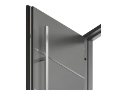 Porta de entrada em aço maciço e inox H207 x L100 cm antracite abertura à direita - LUSADA