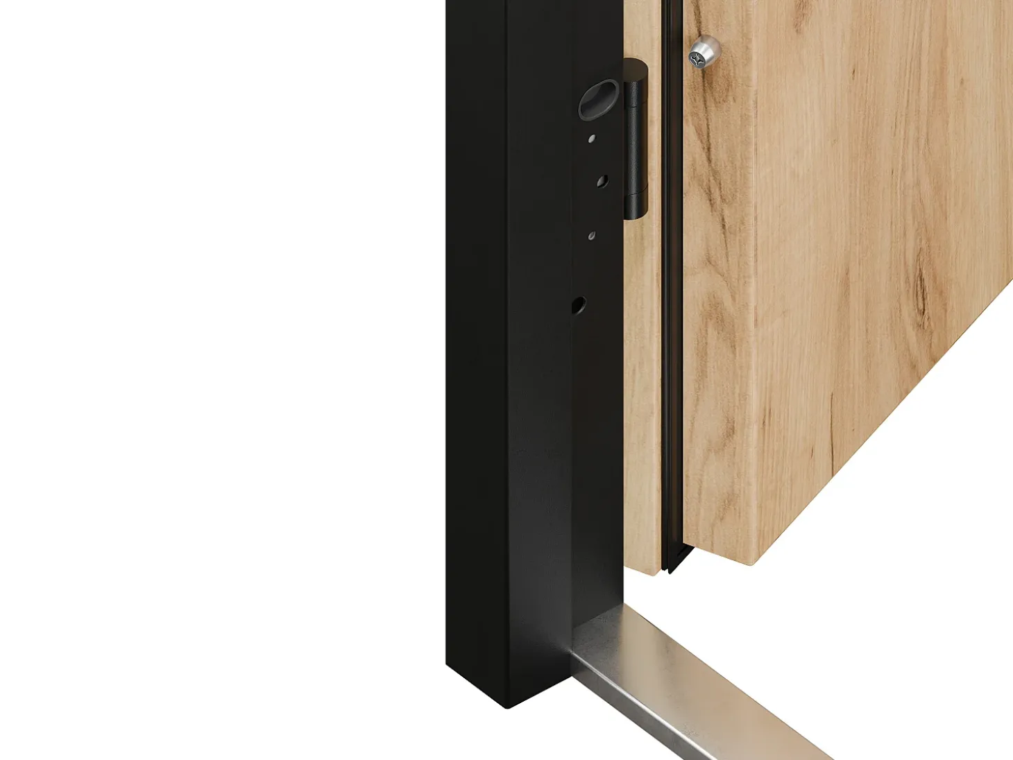 Porta de entrada em aço maciço e inox H207 x L100 cm efeito carvalho abertura à esquerda, LUSADA
