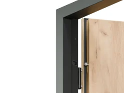Porta de entrada em aço maciço e inox H207 x L100 cm efeito carvalho abertura à esquerda, LUSADA