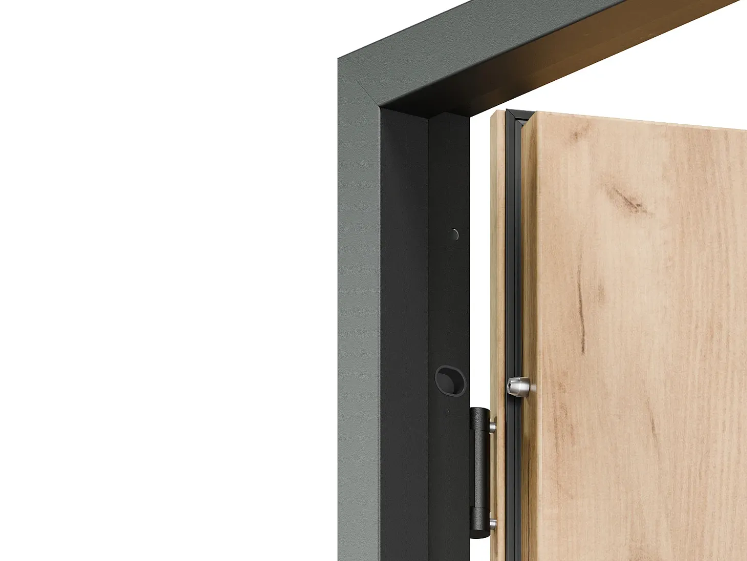 Porta de entrada em aço maciço e inox H207 x L100 cm efeito carvalho abertura à esquerda, LUSADA