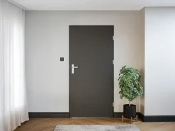 Porta de entrada em aço sólida e inox A207 x L100 cm antracite abertura à esquerda - LUSADA