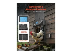 Porta de Galinheiro Automática SucceBuy, Alimentação por Pilhas e CC, Ecrã LCD, Sensor de Luz, Temporizador, Ajuste Manual, Sistema Anti-esmagamento