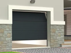 Porta de garagem seccionada motorizada efeito ranhurado antracite NORIA